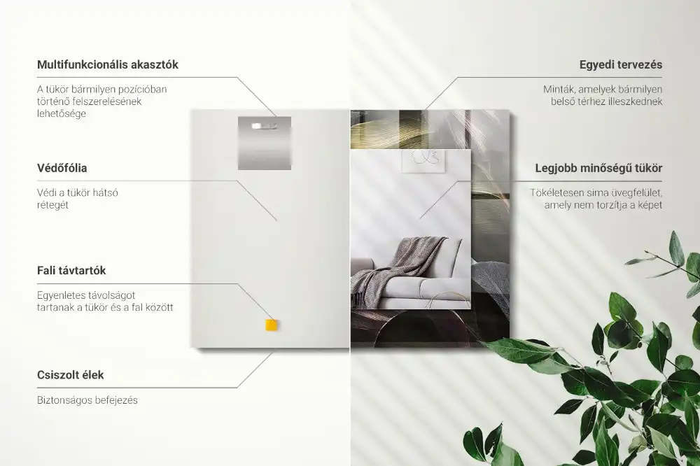 Rectangular decorative mirror Colorful plant leaves