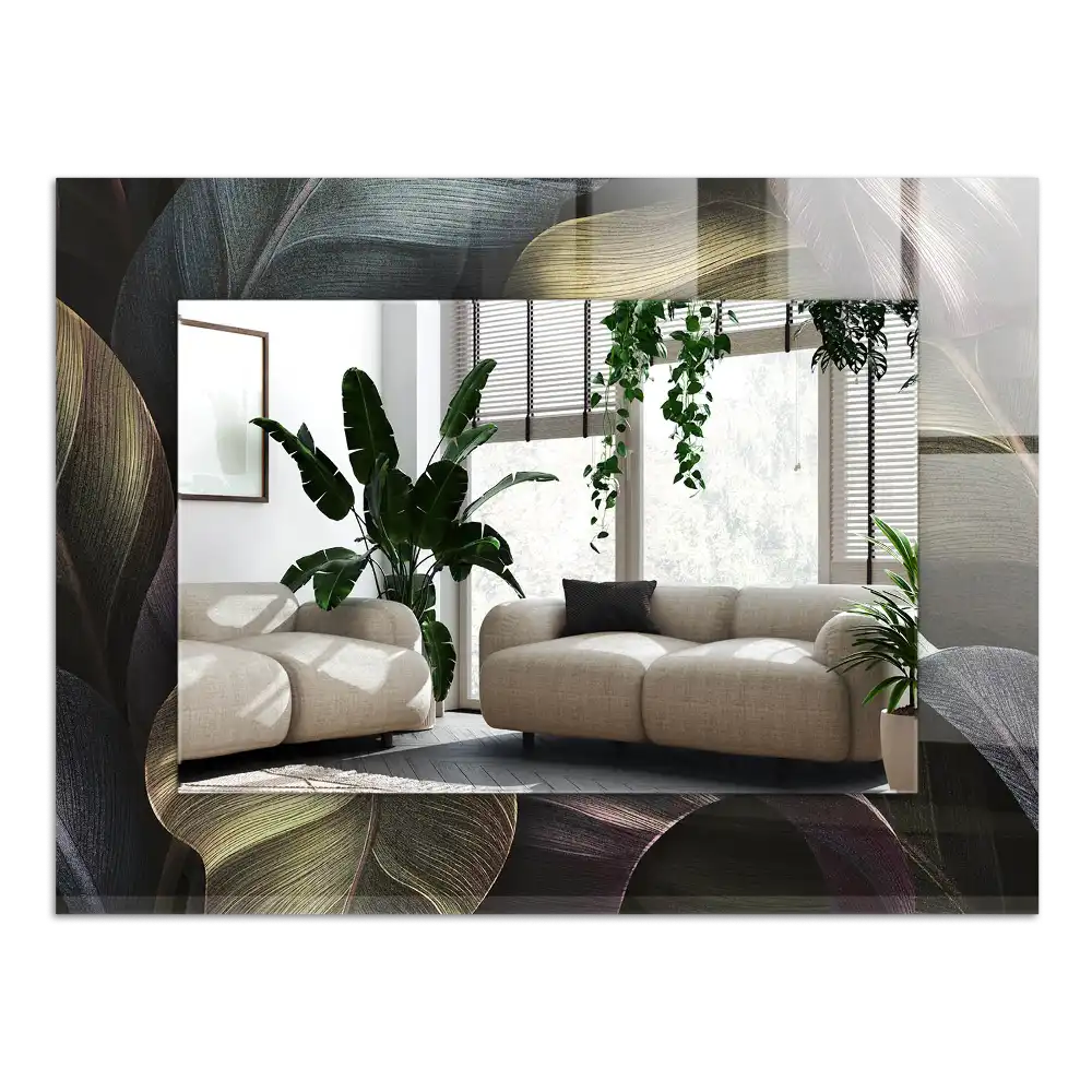 Rectangular decorative mirror Colorful plant leaves