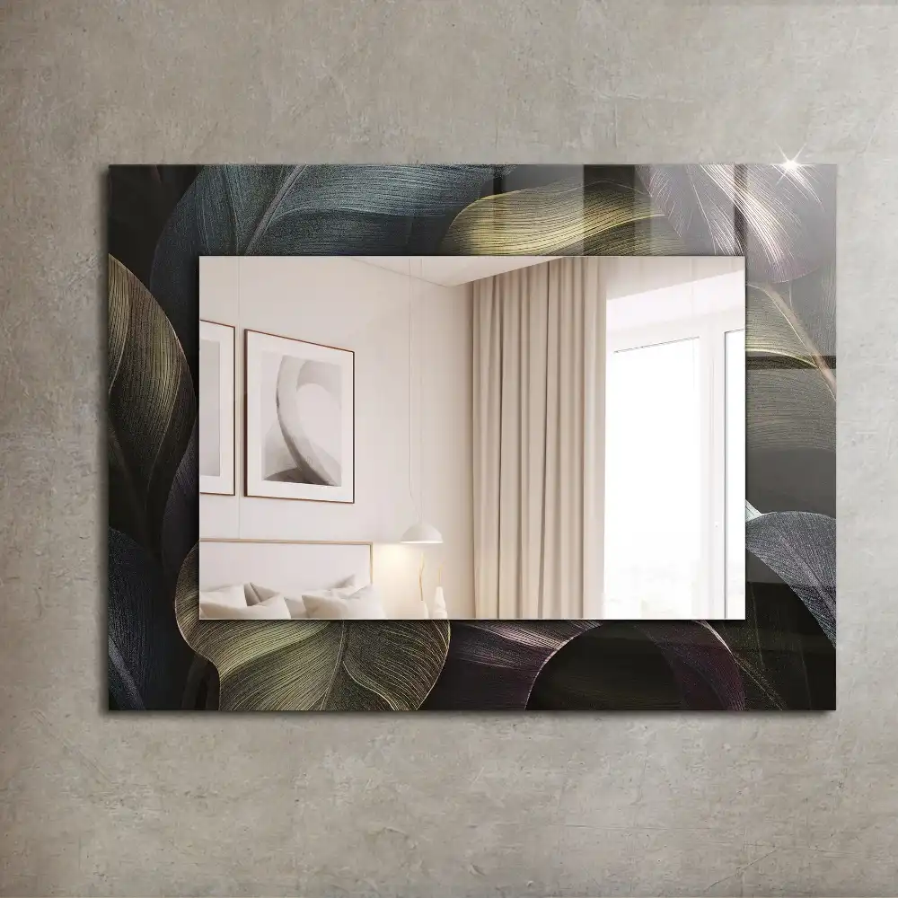 Rectangular decorative mirror Colorful plant leaves