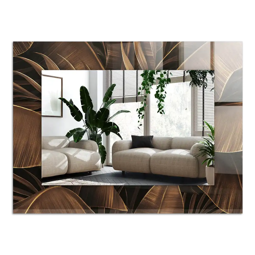 Rectangular mirror print tropical leaves
