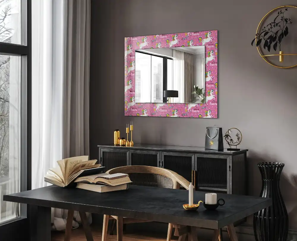 Rectangle decorative mirror Unicorns rainbows hearts