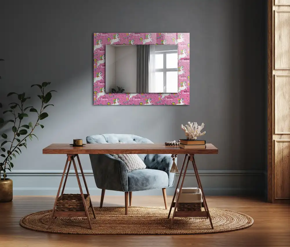 Rectangle decorative mirror Unicorns rainbows hearts