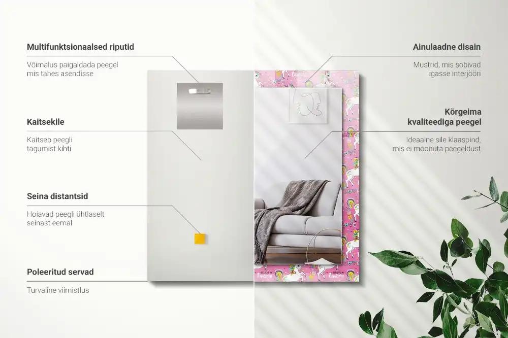 Rectangle decorative mirror Unicorns rainbows hearts