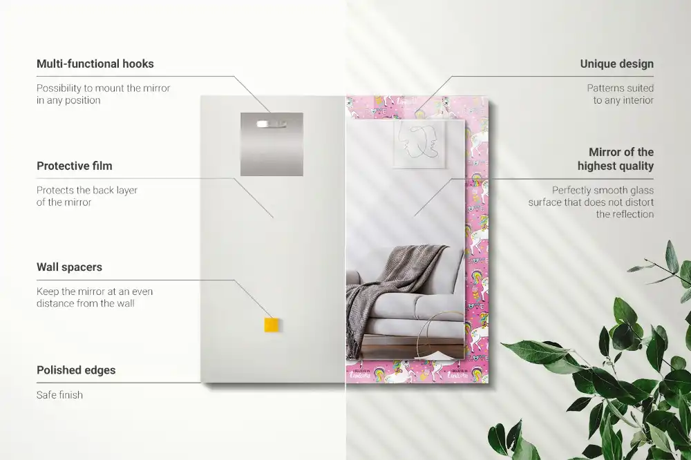 Rectangle decorative mirror Unicorns rainbows hearts