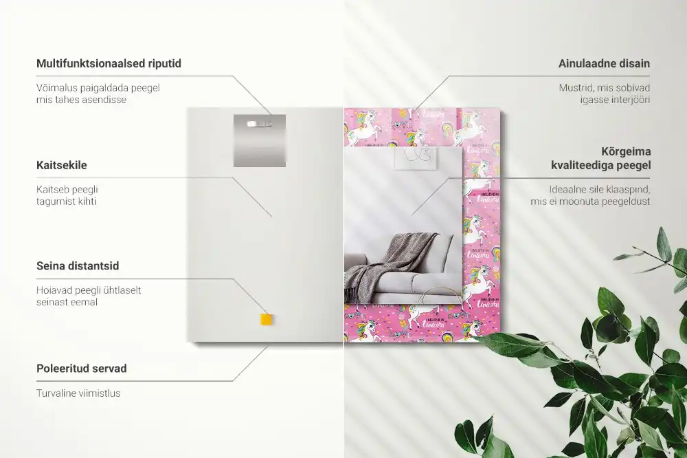 Rectangle decorative mirror Unicorns rainbows hearts