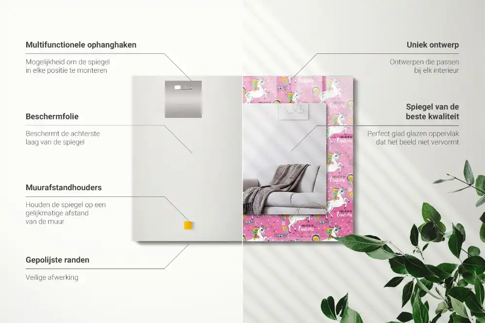 Rectangle decorative mirror Unicorns rainbows hearts