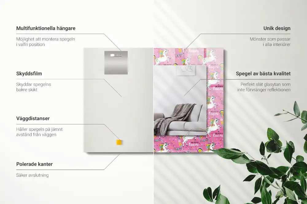 Rectangle decorative mirror Unicorns rainbows hearts