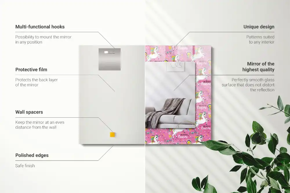 Rectangle decorative mirror Unicorns rainbows hearts