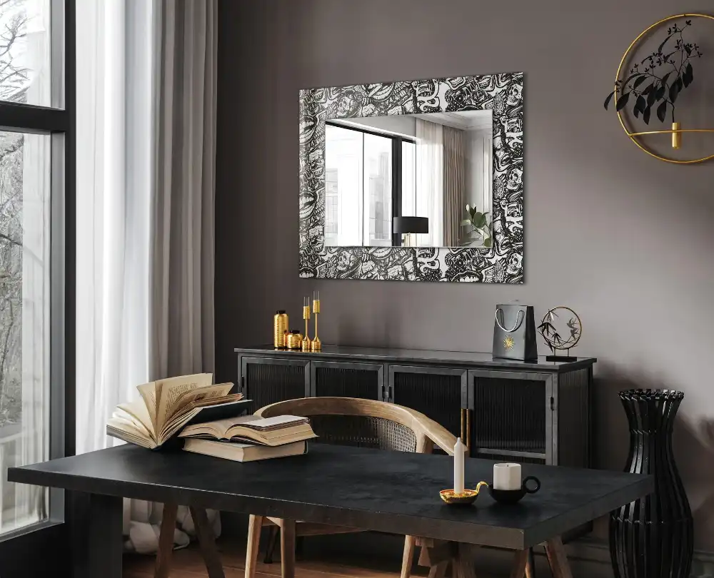 Rectangular mirror print Black and white patterns
