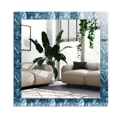 Rectangle decorative mirror Blue leaves pattern
