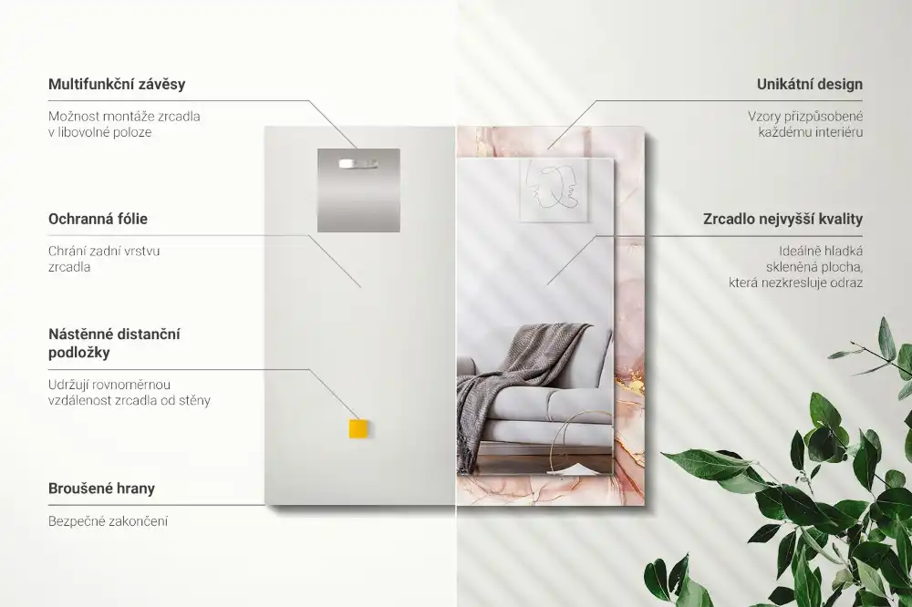 Rectangular wall mirror design Abstract watercolor art