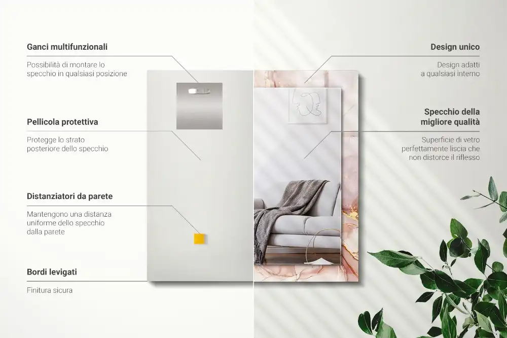 Rectangular wall mirror design Abstract watercolor art