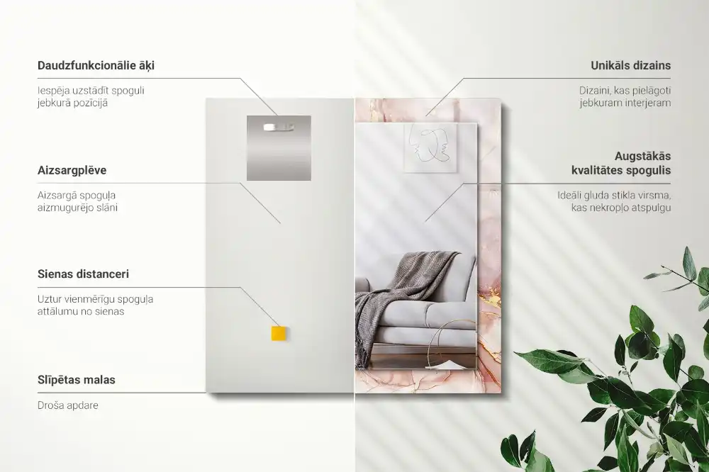 Rectangular wall mirror design Abstract watercolor art