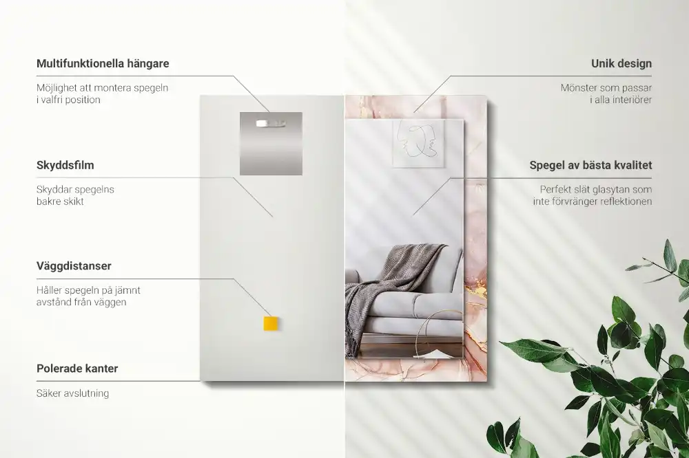 Rectangular wall mirror design Abstract watercolor art