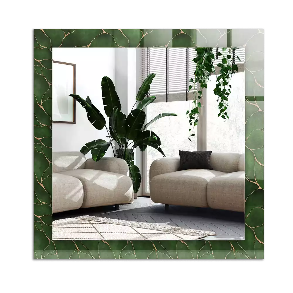 Rectangular decorative mirror Green leaves pattern
