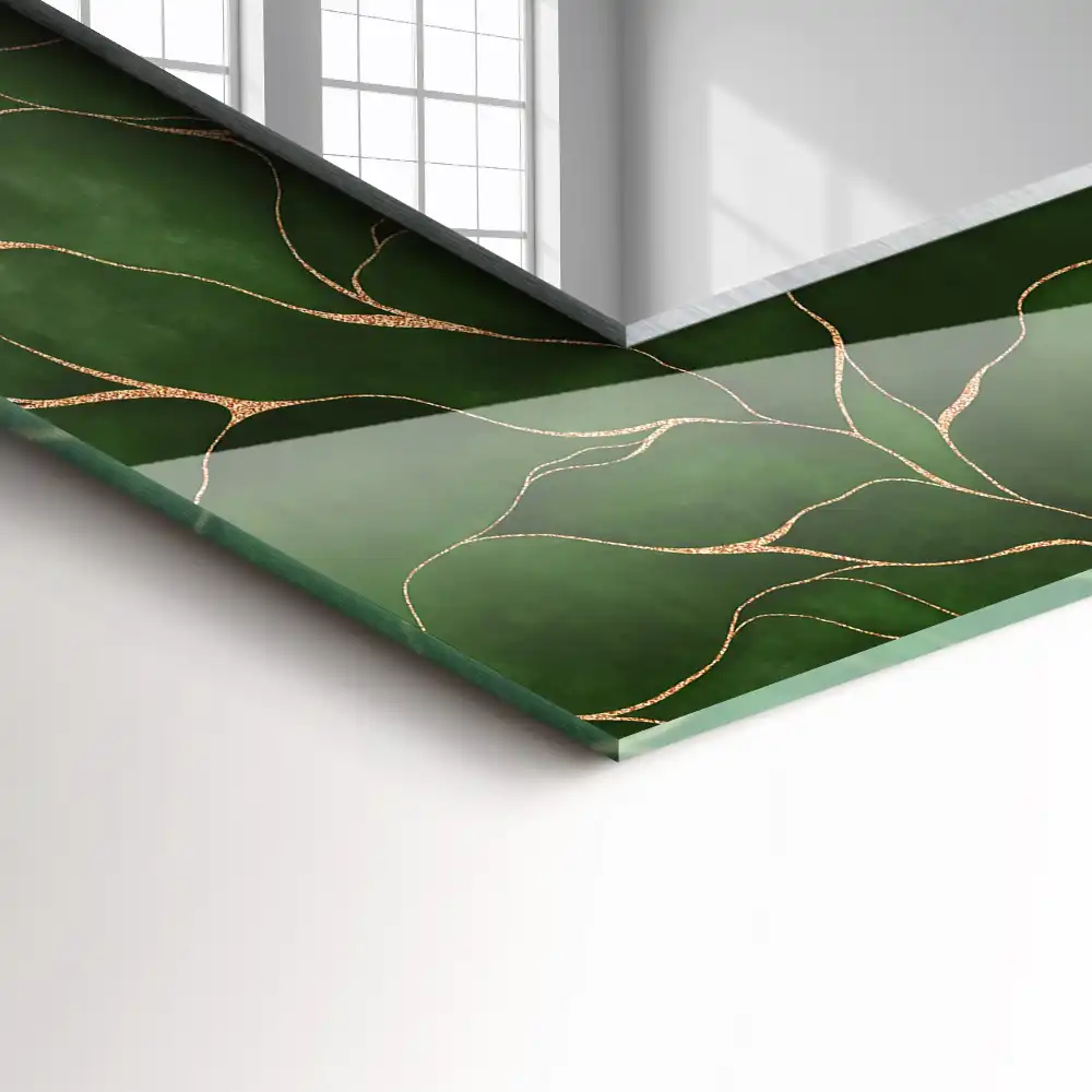 Rectangular decorative mirror Green leaves pattern