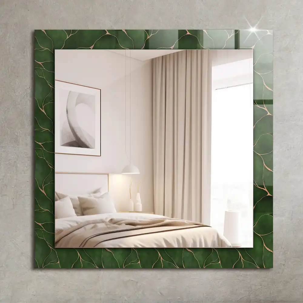 Rectangular decorative mirror Green leaves pattern
