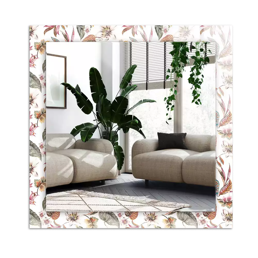 Rectangular mirror print Flowers and leaves