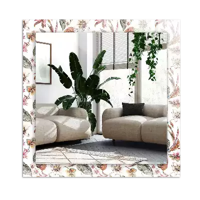 Rectangular mirror print Flowers and leaves