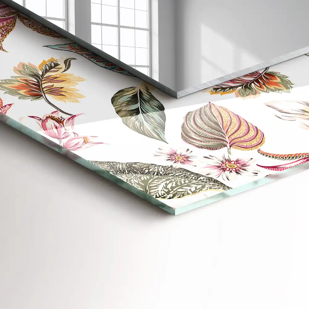 Rectangular mirror print Flowers and leaves