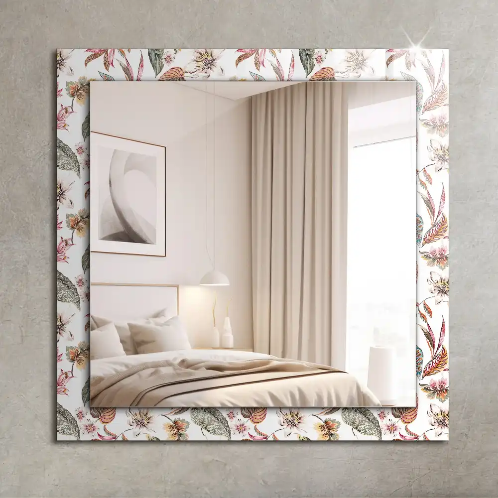 Rectangular mirror print Flowers and leaves