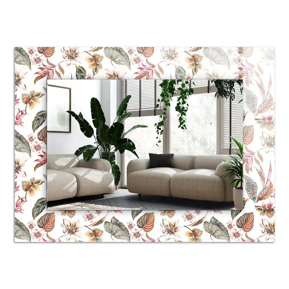 Rectangular mirror print Flowers and leaves