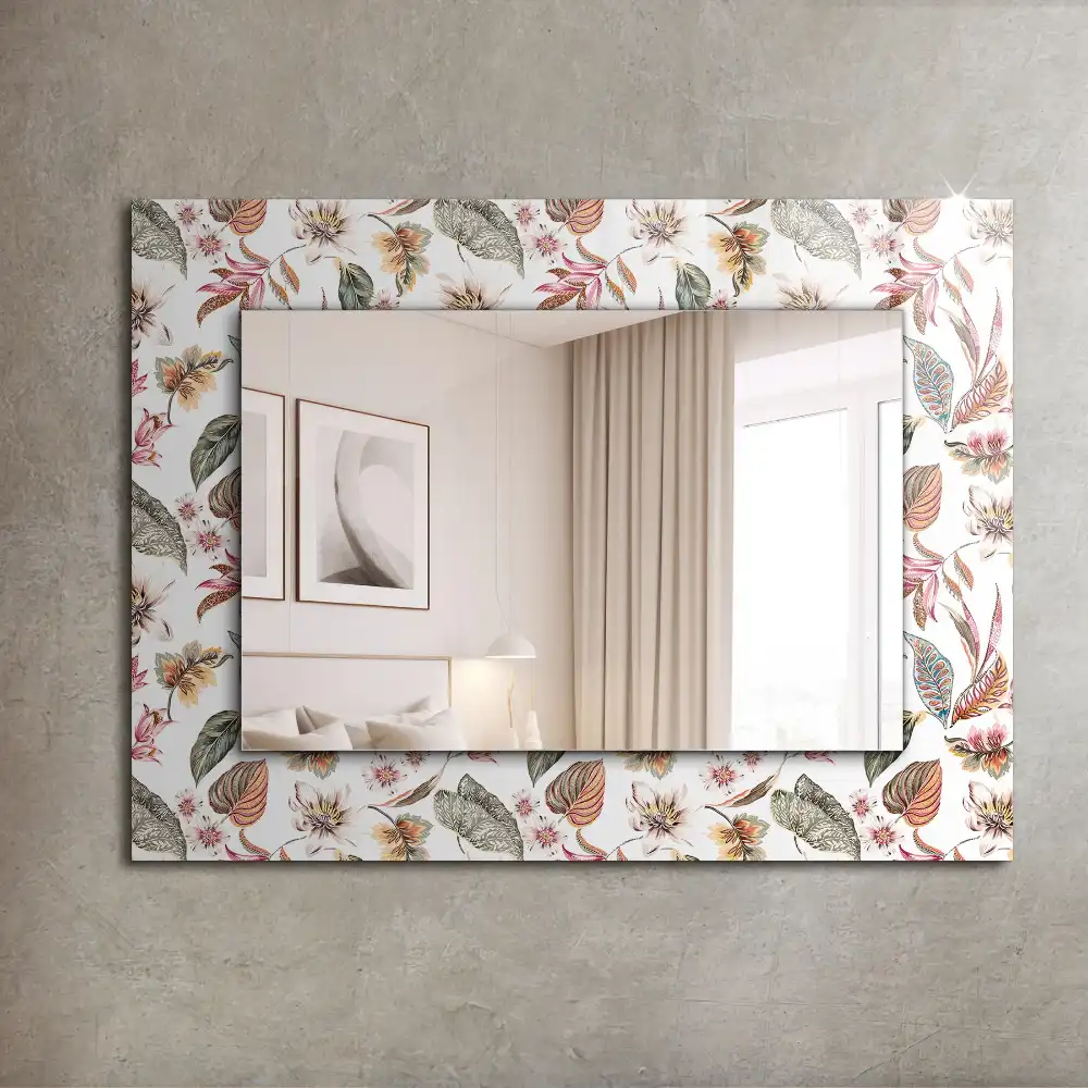 Rectangular mirror print Flowers and leaves