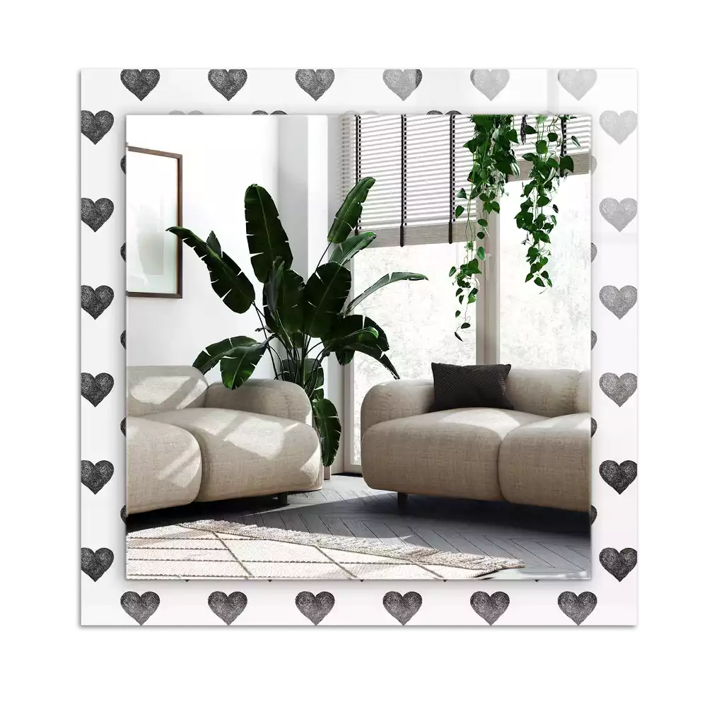 Rectangle decorative mirror Black hearts pattern