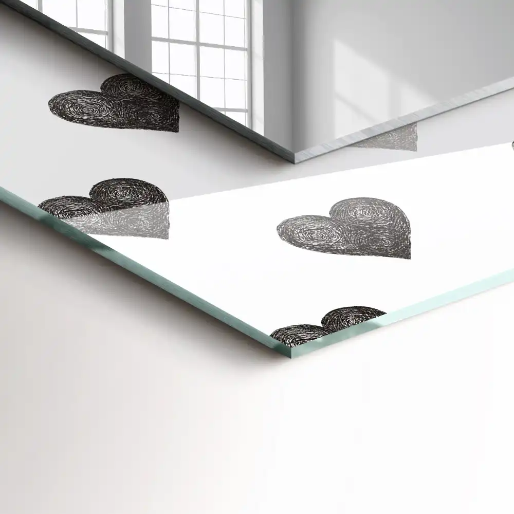 Rectangle decorative mirror Black hearts pattern