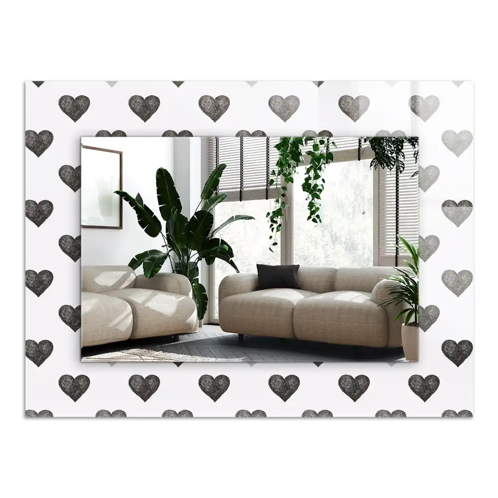 Rectangle decorative mirror Black hearts pattern