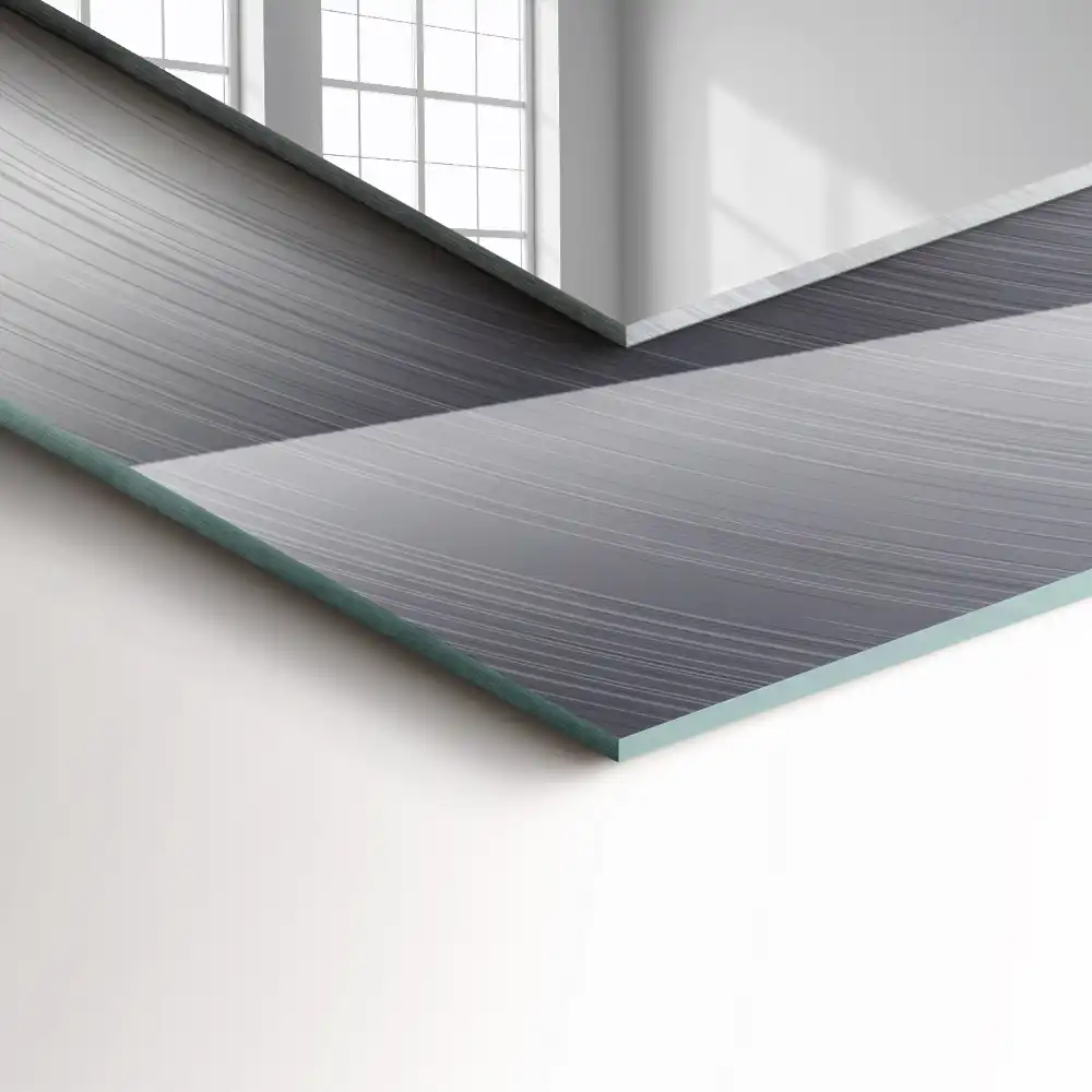 Rectangular wall mirror design Round metal surface