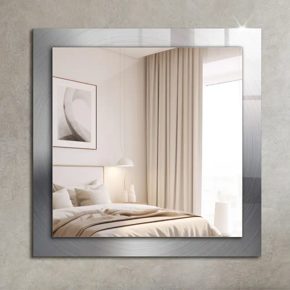 Rectangular wall mirror design Round metal surface