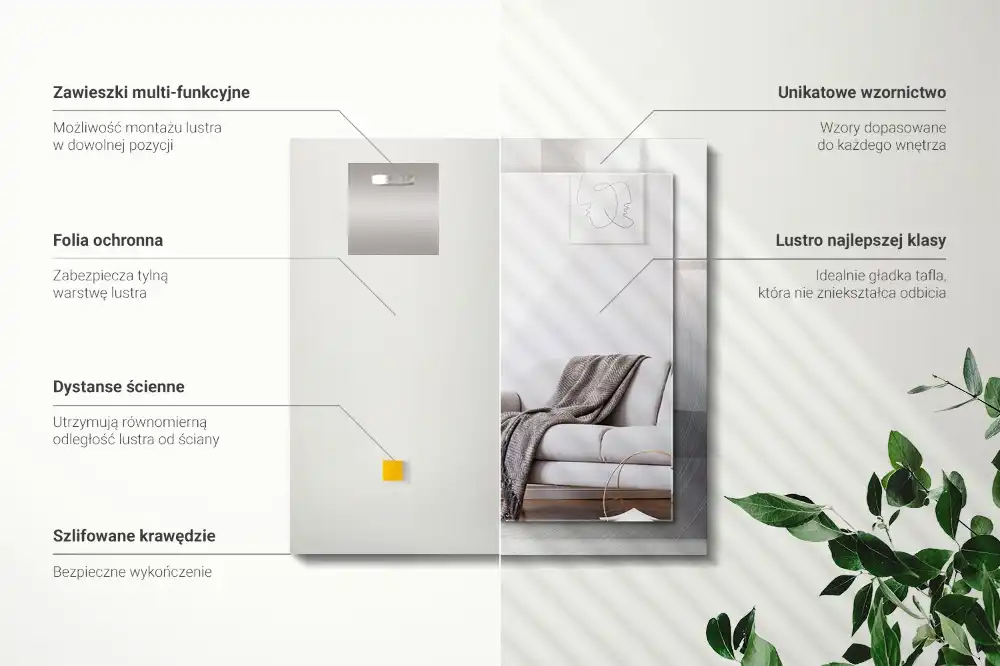 Rectangular wall mirror design Round metal surface