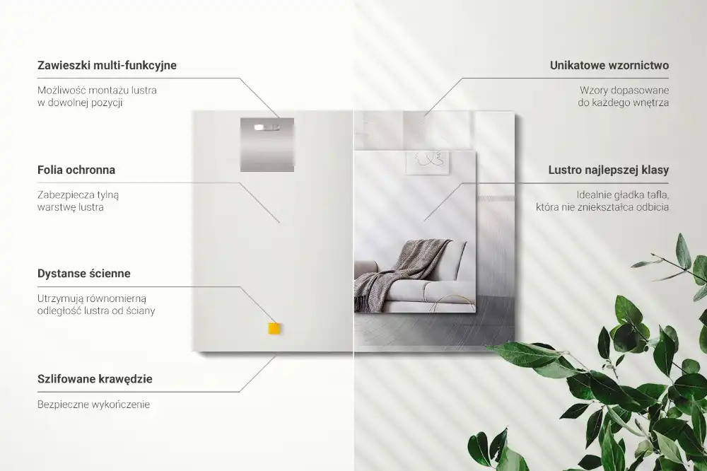 Rectangular wall mirror design Round metal surface