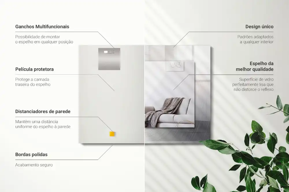 Rectangular wall mirror design Round metal surface