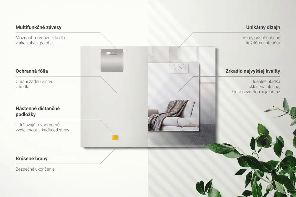 Rectangular wall mirror design Round metal surface