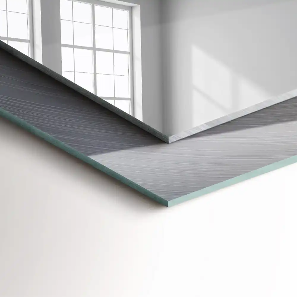 Rectangular wall mirror design Round metal surface