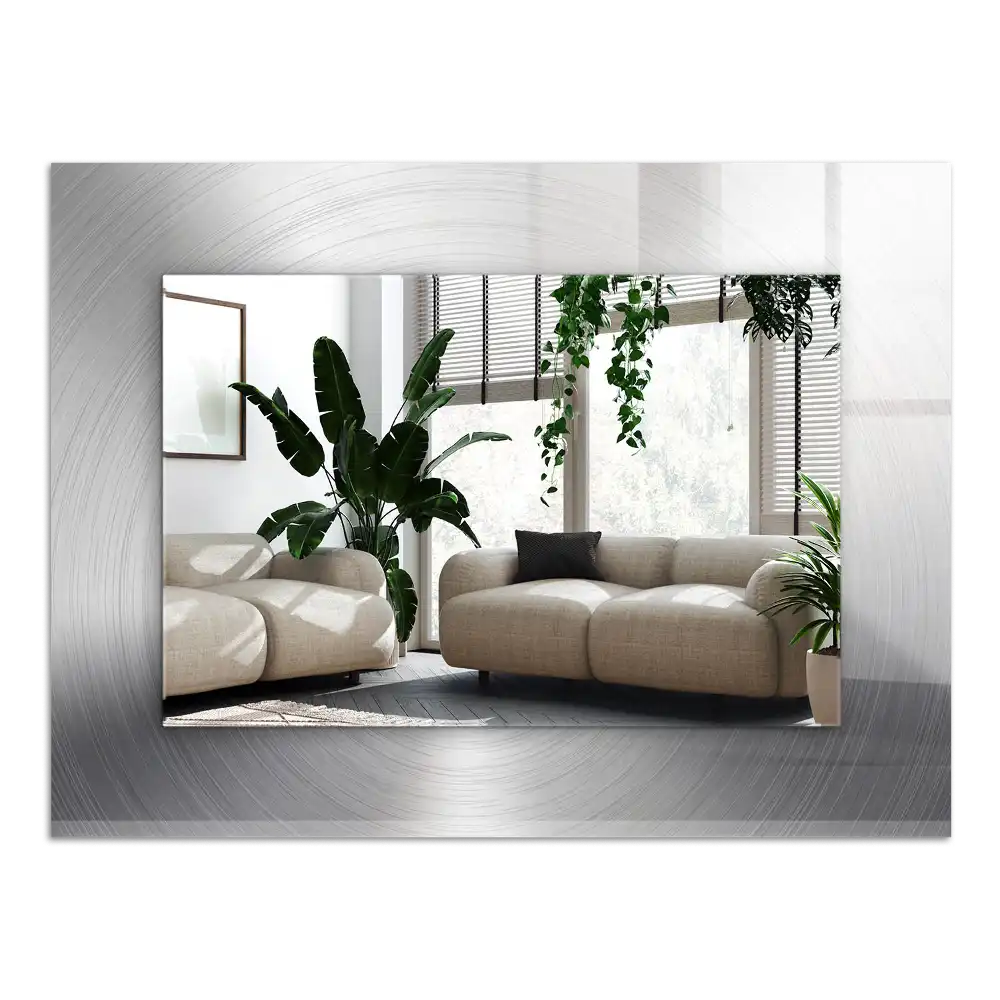 Rectangular wall mirror design Round metal surface