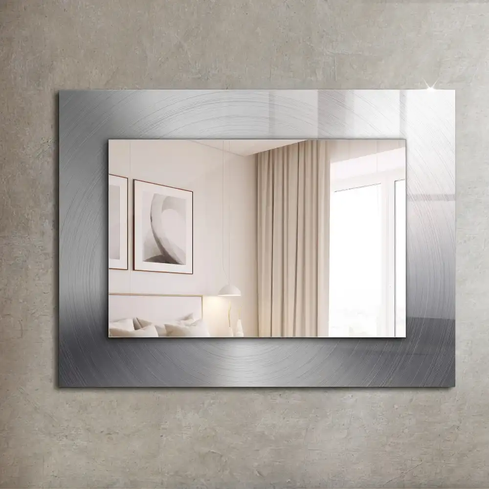 Rectangular wall mirror design Round metal surface