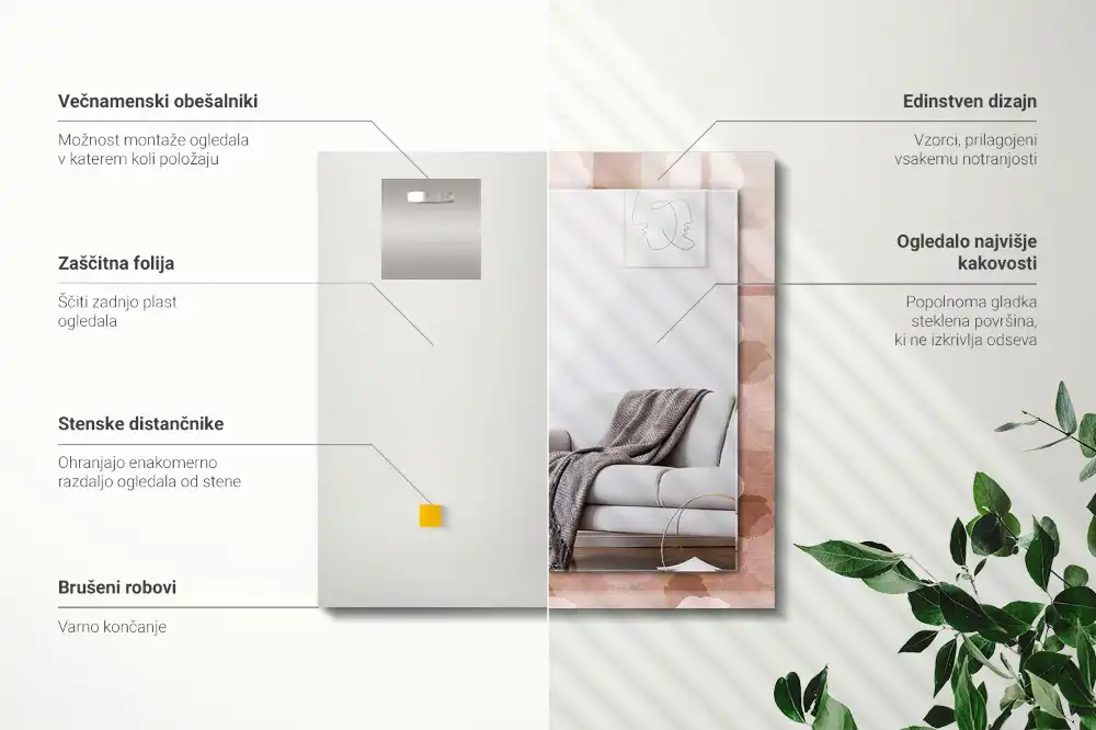 Rectangular mirror print Flowers peonies