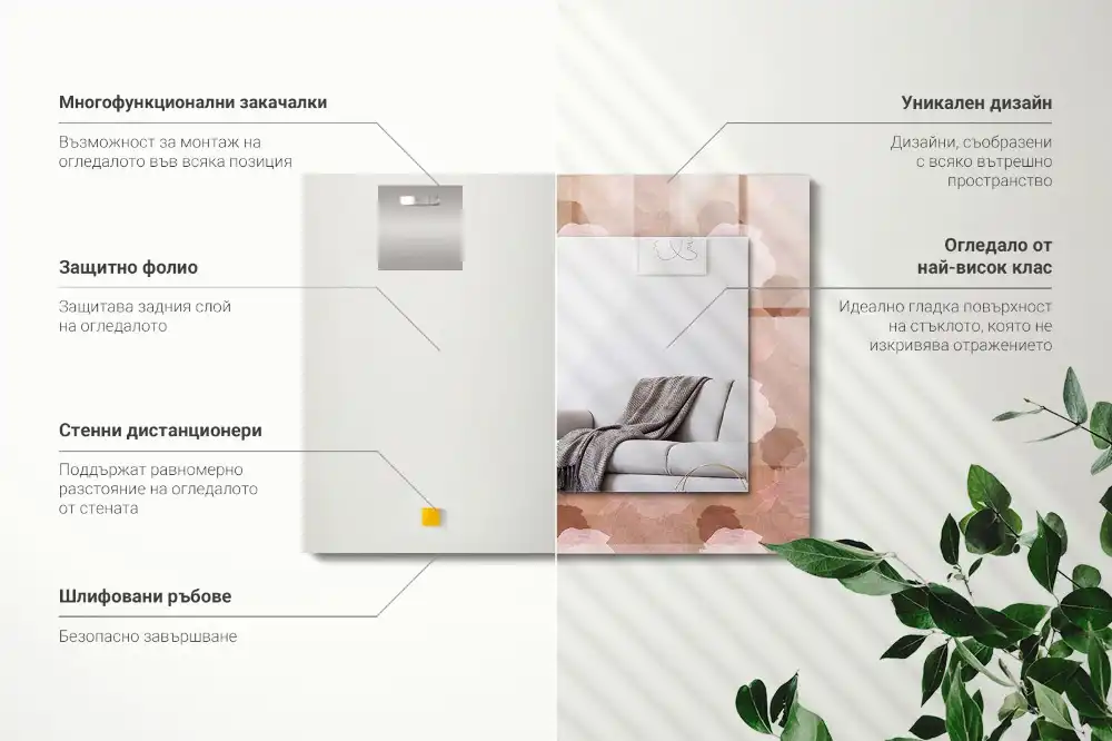 Rectangular mirror print Flowers peonies