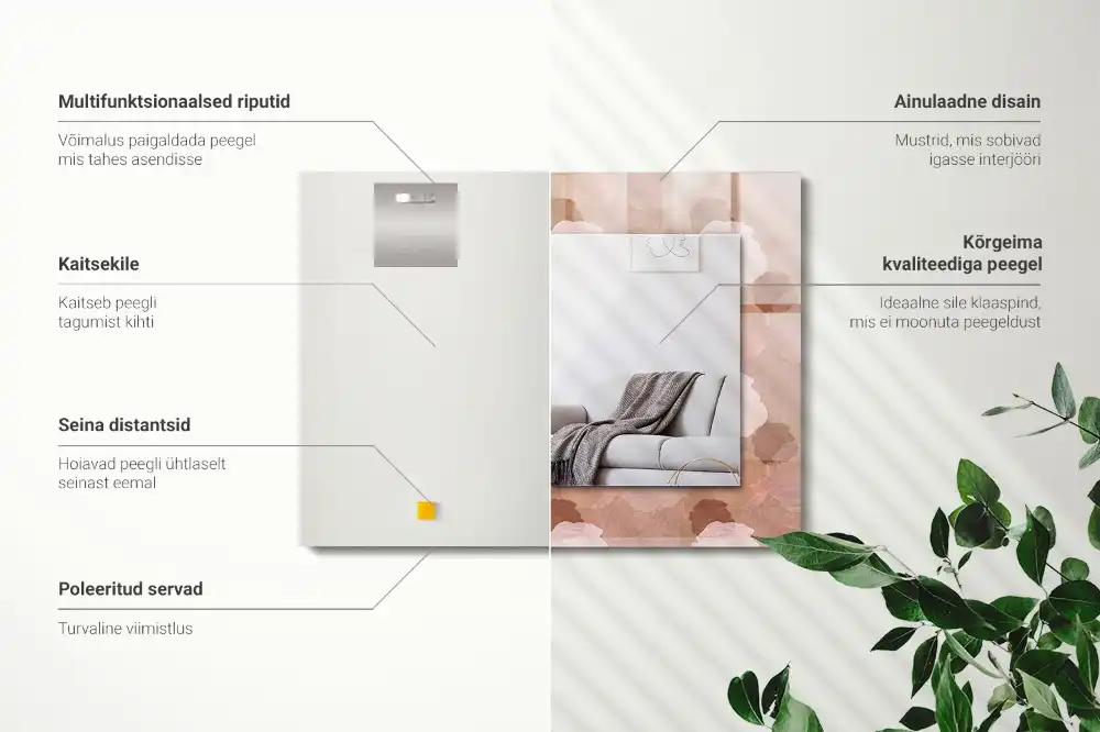 Rectangular mirror print Flowers peonies