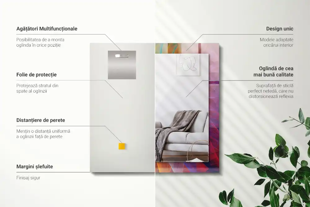 Rectangle decorative mirror Colorful abstract spiral