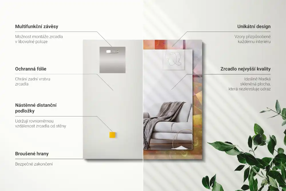 Rectangular wall mirror design Colorful Fractal Spiral