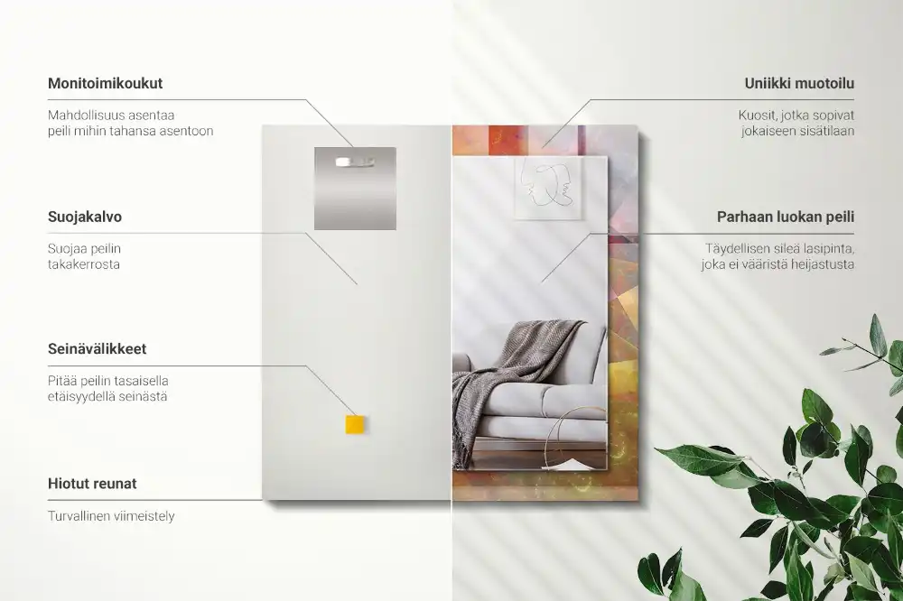 Rectangular wall mirror design Colorful Fractal Spiral