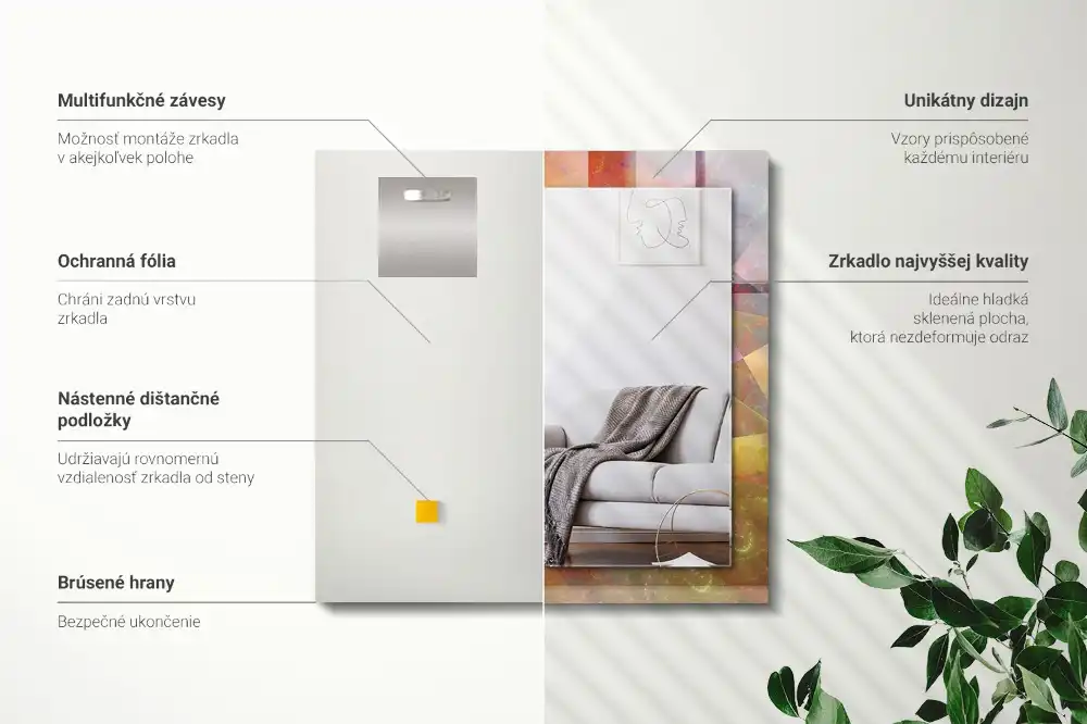 Rectangular wall mirror design Colorful Fractal Spiral