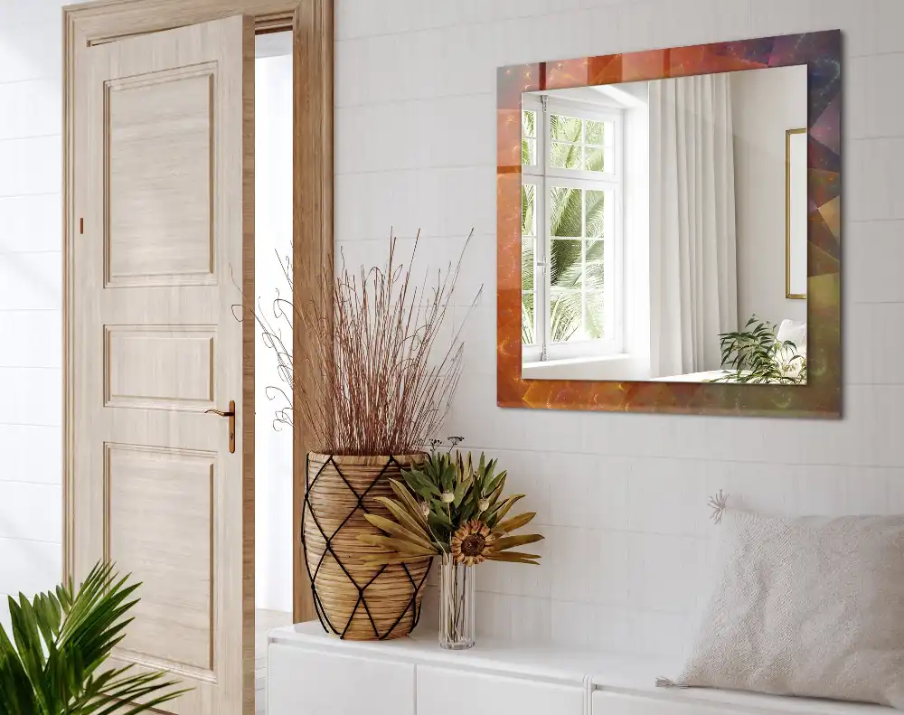 Rectangular wall mirror design Colorful Fractal Spiral