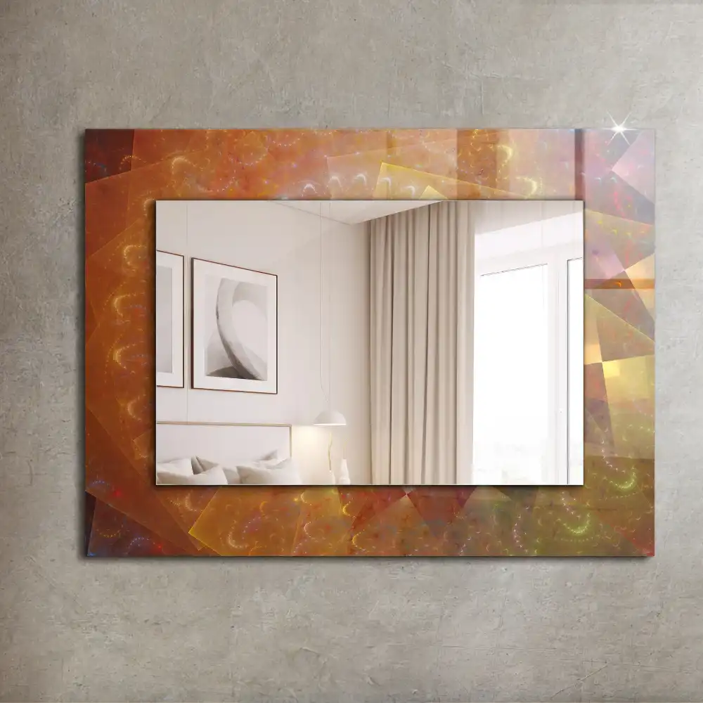 Rectangular wall mirror design Colorful Fractal Spiral