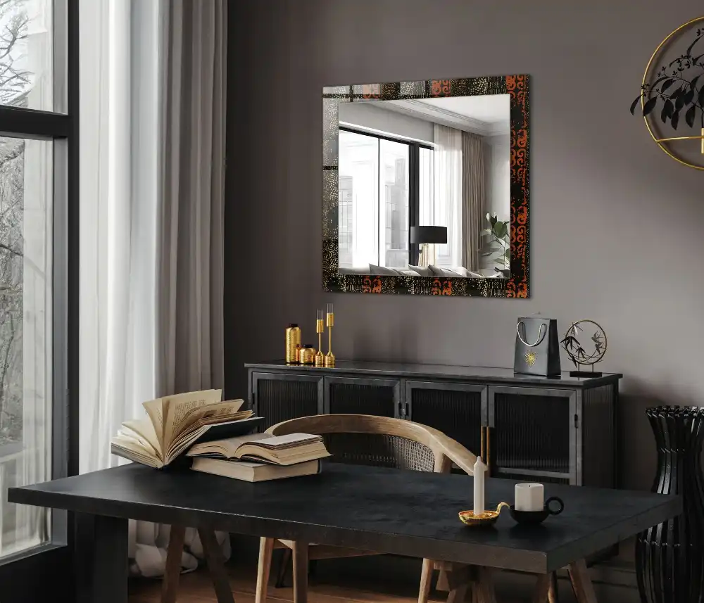 Rectangular decorative mirror Ethnic ornament pattern
