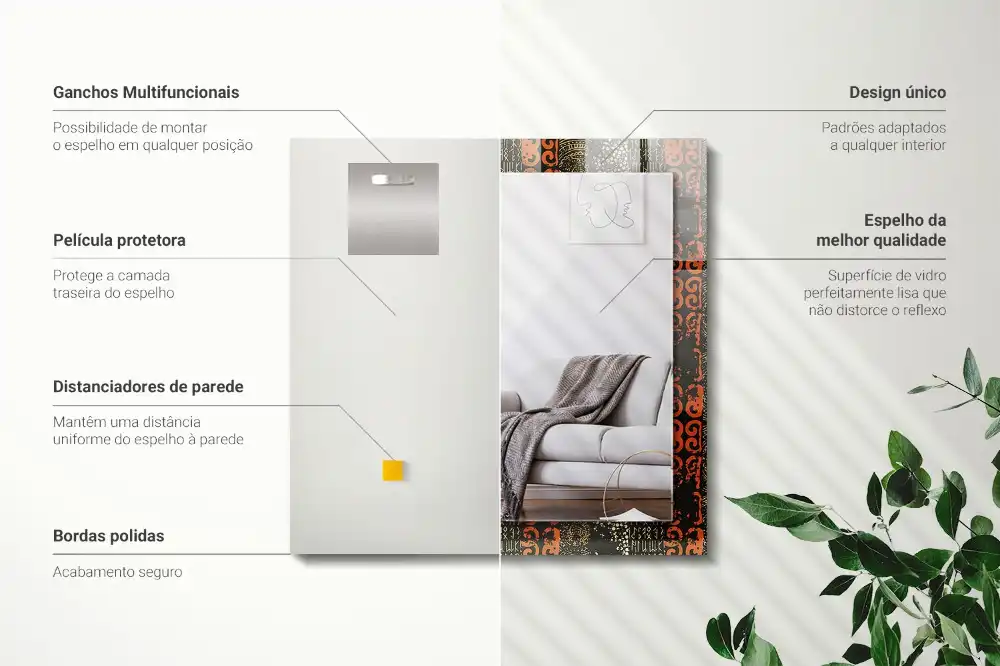 Rectangular decorative mirror Ethnic ornament pattern